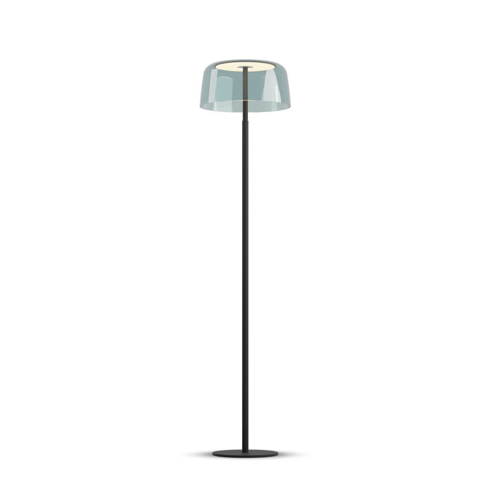 Koncept Lighting YUF-SW-MTB+SBLU Yurei Floor Lamp (Matte Black) with 14" Acrylic Shade, Blue